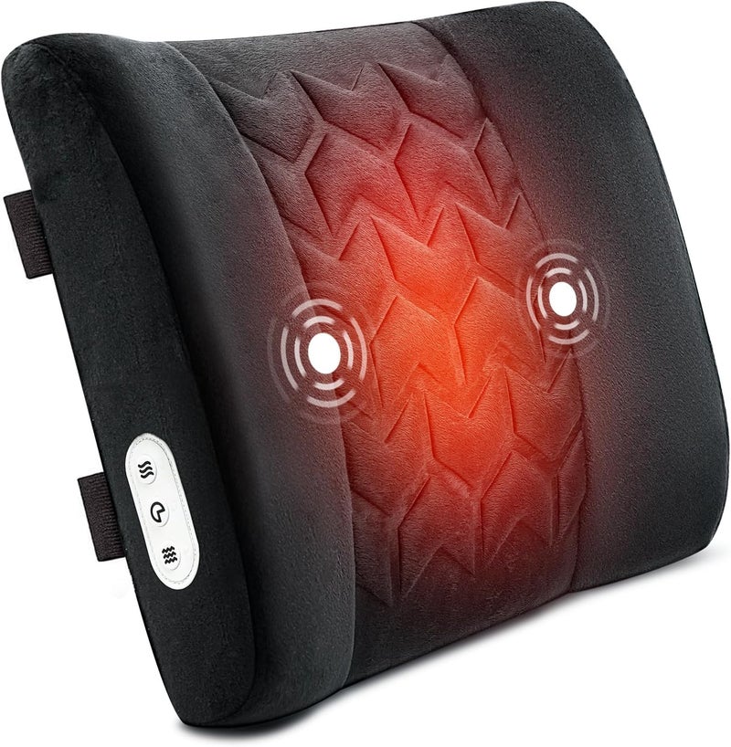 CILI Lumbar Support Pillow for Office Chair, Heated Back Support Pillow with Vibration, Back Massager for Chair, Back Rest Cushion Pillow for Desk Chair Sofa, Gifts for Mom Dad Women Men - Image 1