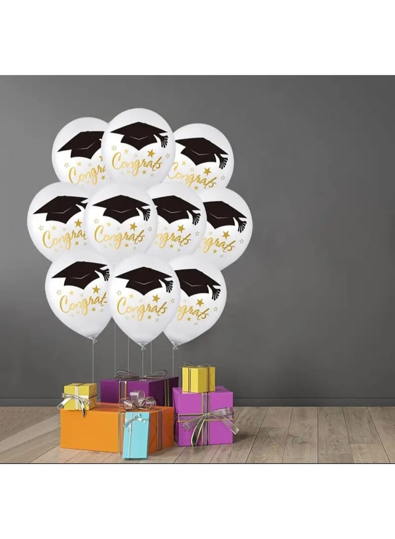 LDQ 25pcs White Graduation Balloons Set, 30cm Printed “Congratulations” Latex Balloons – Graduation Party Decorations, Photo Props & Balloon Arch Backdrop 2025 - Image 4