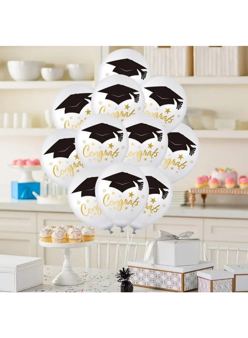 LDQ 25pcs White Graduation Balloons Set, 30cm Printed “Congratulations” Latex Balloons – Graduation Party Decorations, Photo Props & Balloon Arch Backdrop 2025 - Image 5
