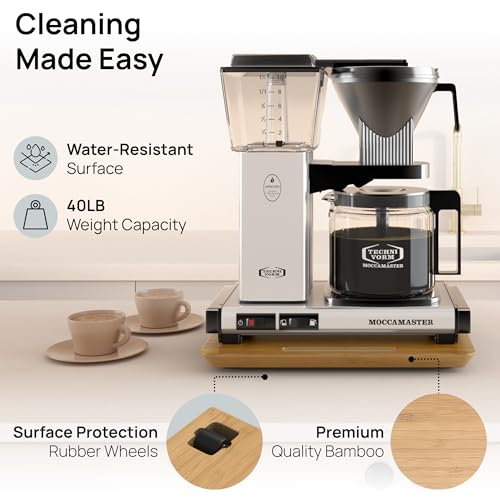 Ibyx Elegant Sliding Tray for Your Coffee Maker & Heavy Kitchen Appliances - Sturdy, Slides Easily from Under The Cabinet (Natural, 13”W x 10.5”D) - Image 4