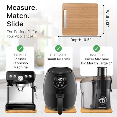 Ibyx Elegant Sliding Tray for Your Coffee Maker & Heavy Kitchen Appliances - Sturdy, Slides Easily from Under The Cabinet (Natural, 13”W x 10.5”D) - Image 5