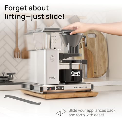Ibyx Elegant Sliding Tray for Your Coffee Maker & Heavy Kitchen Appliances - Sturdy, Slides Easily from Under The Cabinet (Natural, 13”W x 10.5”D) - Image 2