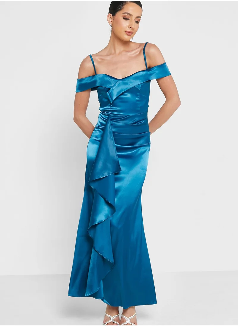 Ella Limited Edition Off Shoulder Satin Dress