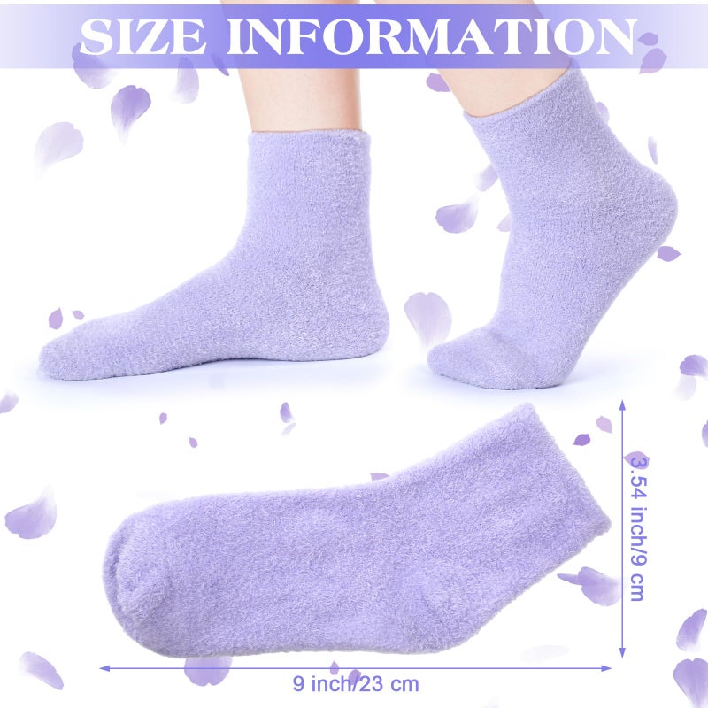 Tarpop 3 Pairs Aloe Socks Women Valentines Day Moisturizing Spa Socks for Dry Cracked Heel Feet Infused Gel Sleeping Fuzzy Lotion Gift for Women Men Softening Dry Feet(Purple and White) - Image 2