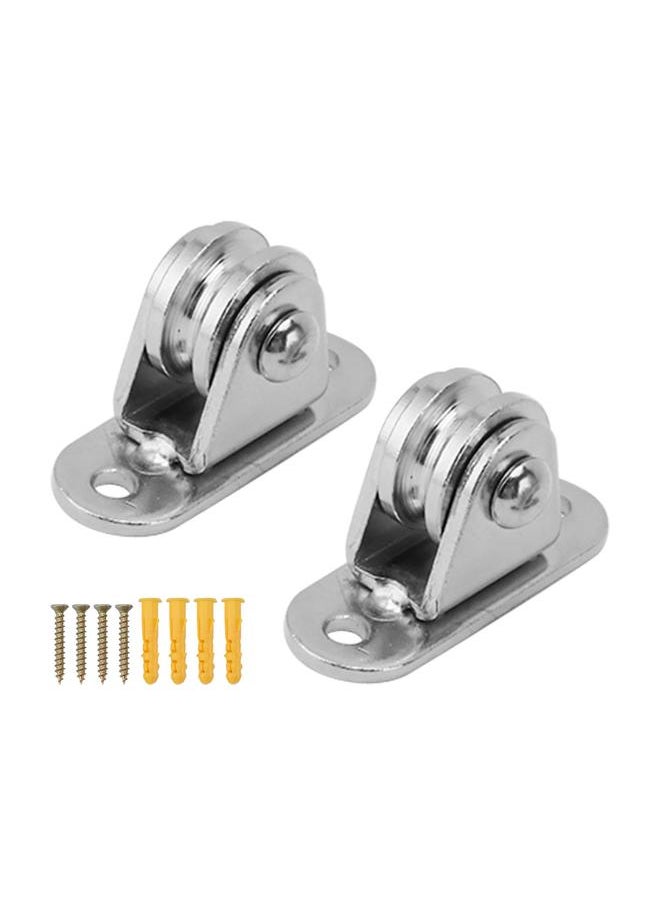 Thoraya Small Pulley Block Stainless Steel Silent Pulley Roller Wall Mounted Fixed Pulley for DIY Equipment Wire Rope Rail Sliding Gate 2PCS  - Image 1