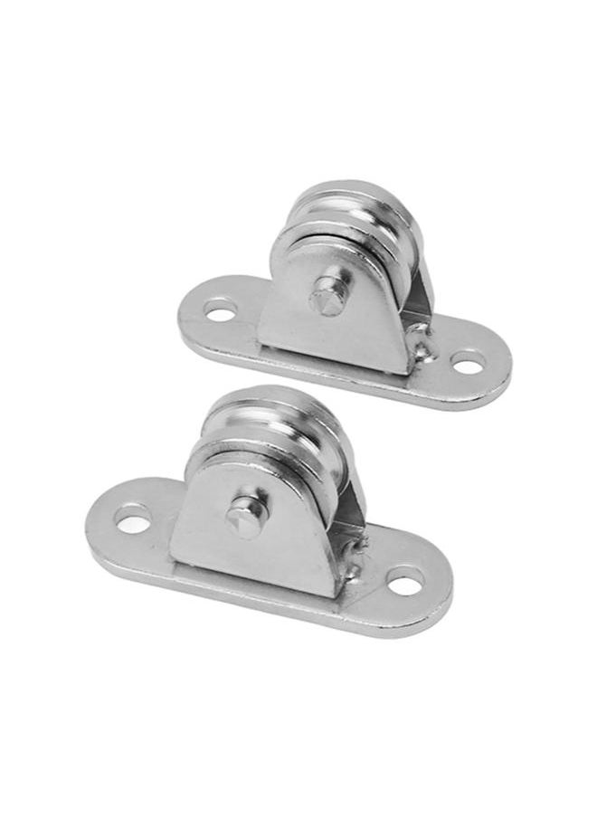 Thoraya Small Pulley Block Stainless Steel Silent Pulley Roller Wall Mounted Fixed Pulley for DIY Equipment Wire Rope Rail Sliding Gate 2PCS  - Image 3