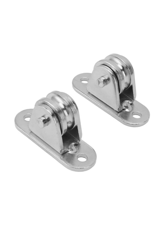 Thoraya Small Pulley Block Stainless Steel Silent Pulley Roller Wall Mounted Fixed Pulley for DIY Equipment Wire Rope Rail Sliding Gate 2PCS  - Image 5
