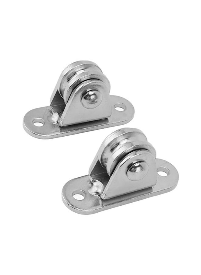 Thoraya Small Pulley Block Stainless Steel Silent Pulley Roller Wall Mounted Fixed Pulley for DIY Equipment Wire Rope Rail Sliding Gate 2PCS  - Image 4