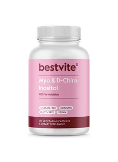 BESTVITE BESTVITE Myo & D-Chiro Inositol (120 Vegetarian Capsules) - 40:1 Ratio - No Stearates - Vegan - Non GMO - Gluten Free  - Image 1