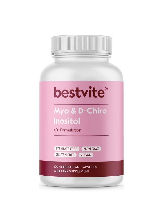 BESTVITE Myo & D-Chiro Inositol (120 Vegetarian Capsules) - 40:1 Ratio - No Stearates - Vegan - Non GMO - Gluten Free - Image 1