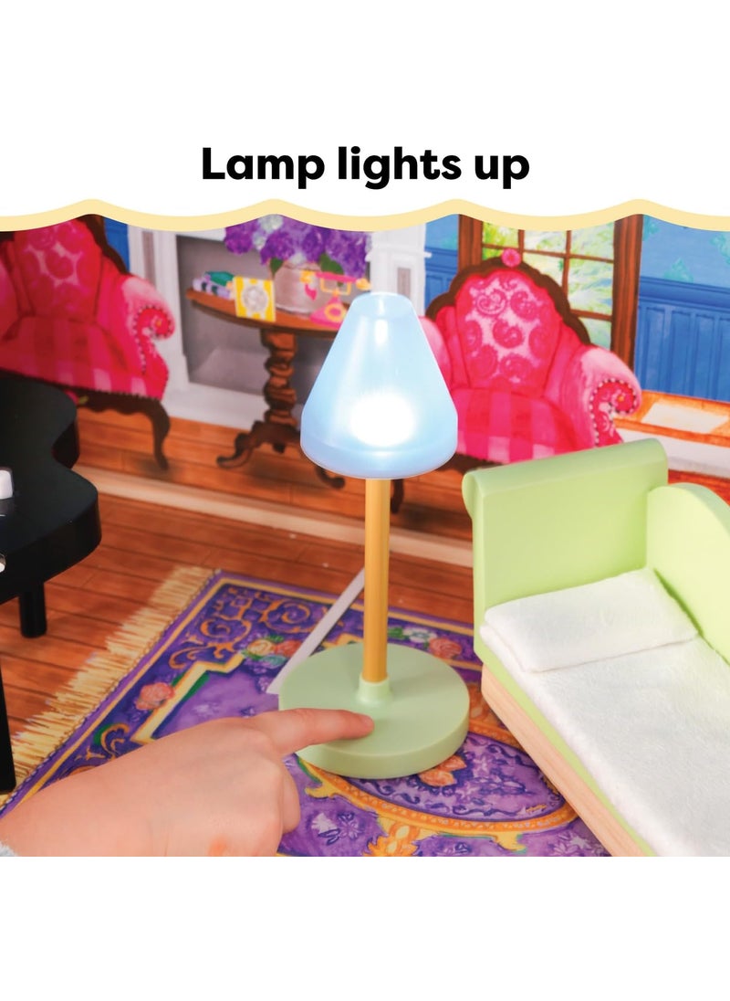 KidKraft KidKraft My Dreamy Wooden Dollhouse with Lights and Sounds Elevator and 14 Accessories Gift for Ages 3  - Image 5