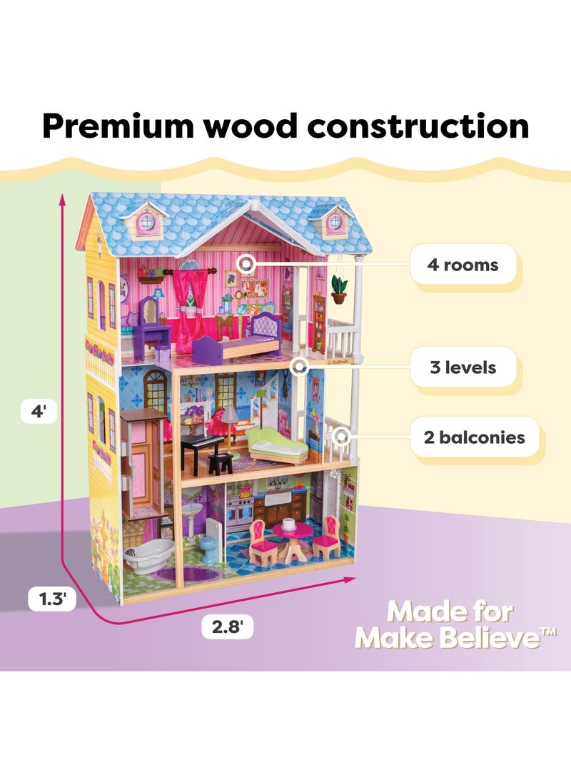 KidKraft KidKraft My Dreamy Wooden Dollhouse with Lights and Sounds Elevator and 14 Accessories Gift for Ages 3  - Image 3