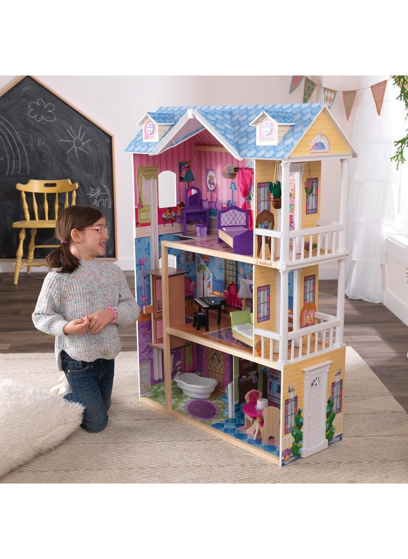 KidKraft KidKraft My Dreamy Wooden Dollhouse with Lights and Sounds Elevator and 14 Accessories Gift for Ages 3  - Image 2