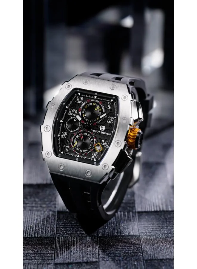 TSAR BOMBA Men's Silicone Analog Watch TB8204Q-31 - 43.5*50.5 mm