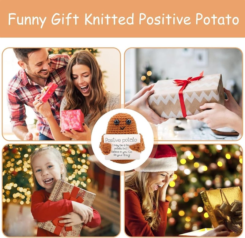 Excefore Positive Potato Pocket Hug, Funny Positive Potato Knitted Plush Doll, Soft Novelty Funny Knitted Potato Doll, for Kids Adults, Birthday, New Year, Party Gift Decoration - Image 4