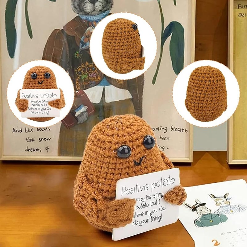 Excefore Positive Potato Pocket Hug, Funny Positive Potato Knitted Plush Doll, Soft Novelty Funny Knitted Potato Doll, for Kids Adults, Birthday, New Year, Party Gift Decoration - Image 2