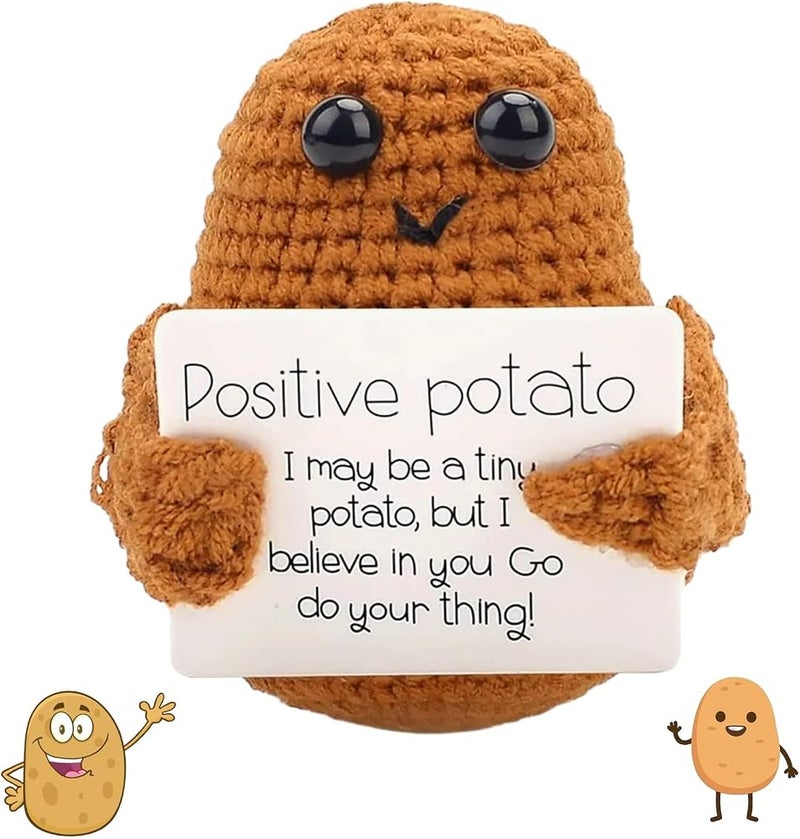 Excefore Positive Potato Pocket Hug, Funny Positive Potato Knitted Plush Doll, Soft Novelty Funny Knitted Potato Doll, for Kids Adults, Birthday, New Year, Party Gift Decoration - Image 1