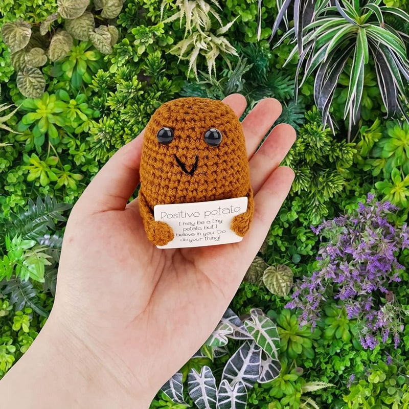 Excefore Positive Potato Pocket Hug, Funny Positive Potato Knitted Plush Doll, Soft Novelty Funny Knitted Potato Doll, for Kids Adults, Birthday, New Year, Party Gift Decoration - Image 5