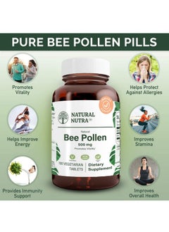 Natural Nutra Nutra 100% Pure Bee Pollen Pills For Protein Energy Skin Clamness Supplements Allergy Relief Immunity Support Health And Vitality Nutritional Supplement 100 Gluten Free Vegetarian Tablets  - Image 3