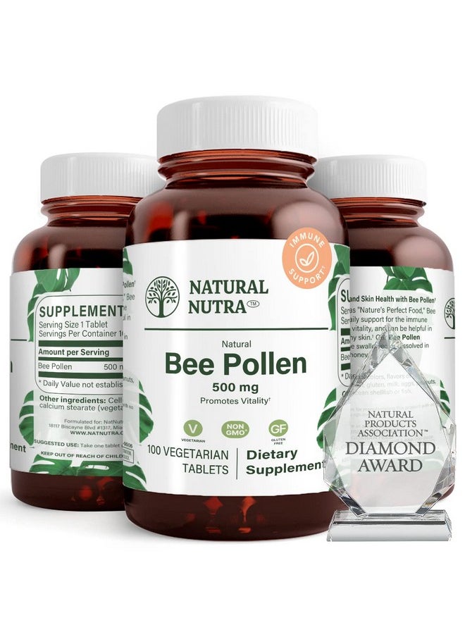 Natural Nutra Nutra 100% Pure Bee Pollen Pills For Protein Energy Skin Clamness Supplements Allergy Relief Immunity Support Health And Vitality Nutritional Supplement 100 Gluten Free Vegetarian Tablets  - Image 2