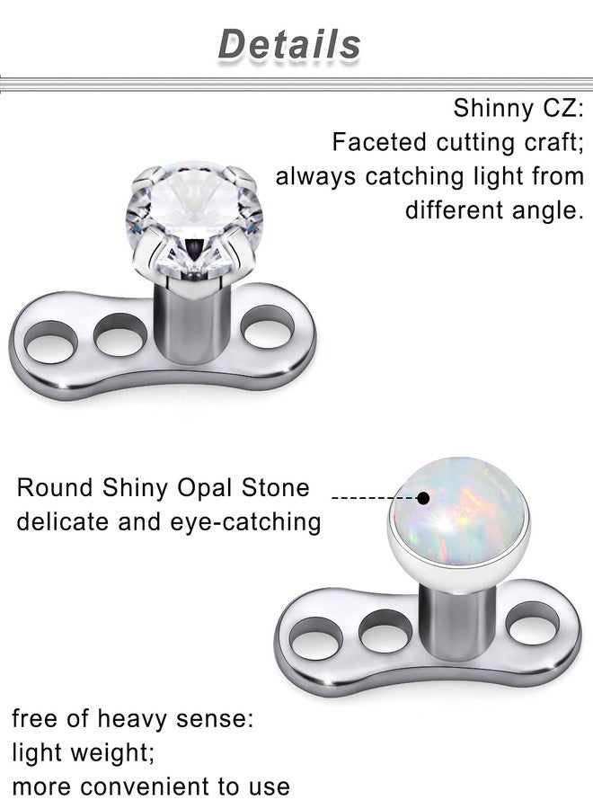 Ocptiy 14G Titanium Dermal Piercing Jewelry Opal Dermal Top Piercing Base Kit Internally Threaded Stainless Surgical Steel Diamond Stud Piercing Ball Jewelry for Women & Men - Image 5