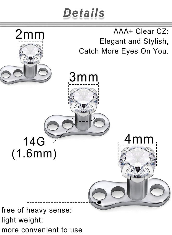 Ocptiy 14G Titanium Dermal Piercing Jewelry Opal Dermal Top Piercing Base Kit Internally Threaded Stainless Surgical Steel Diamond Stud Piercing Ball Jewelry for Women & Men - Image 4