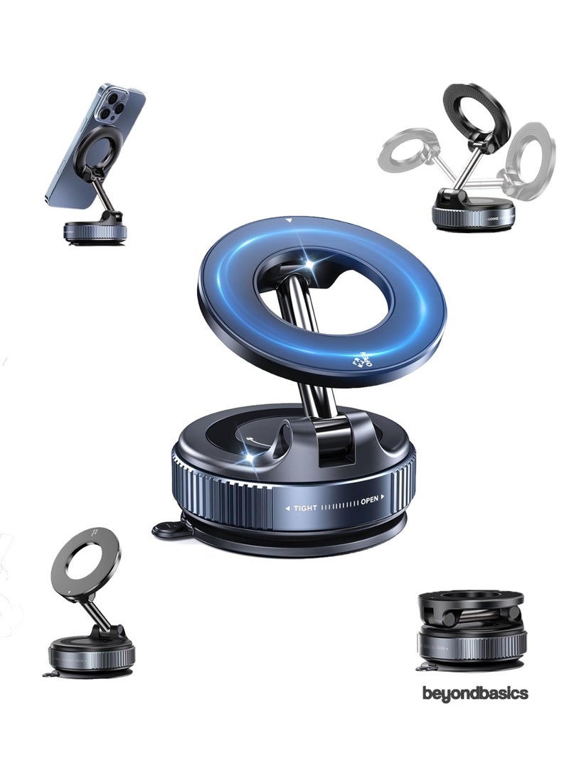 ما وراء الأساسيات حامل هاتف مغناطيسي بيوند بيزكس 360 درجة، حامل سيارة قوي الشفط، حامل لوحة القيادة والمكتب متوافق مع ماج سيف لجميع الهواتف الذكية - Image 1