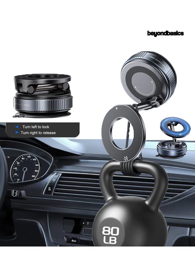 ما وراء الأساسيات حامل هاتف مغناطيسي بيوند بيزكس 360 درجة، حامل سيارة قوي الشفط، حامل لوحة القيادة والمكتب متوافق مع ماج سيف لجميع الهواتف الذكية - Image 4