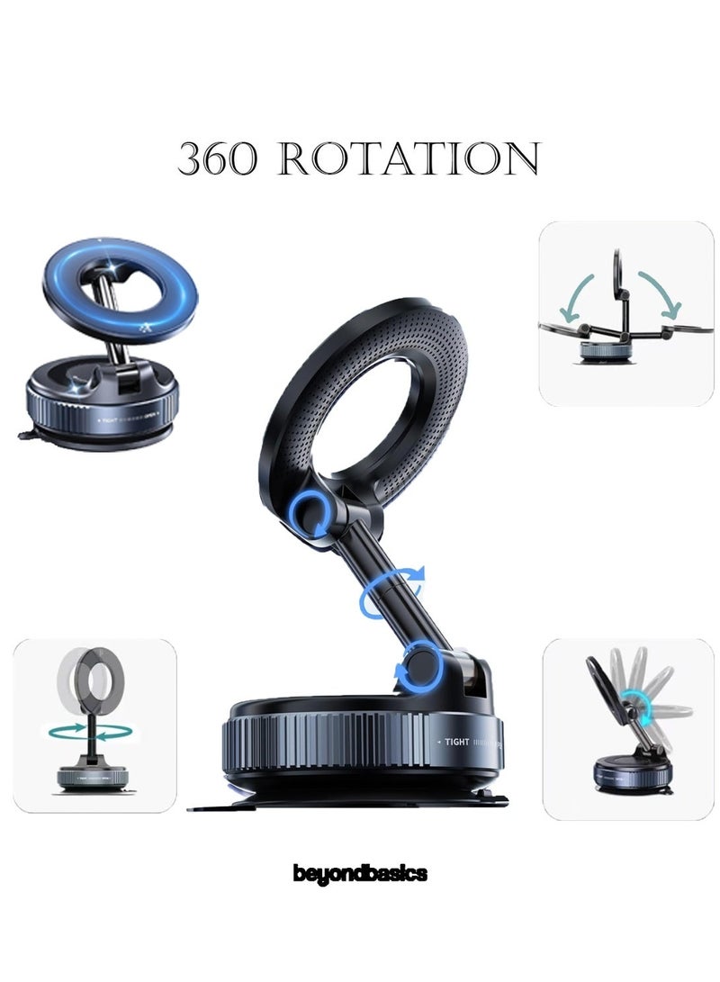 ما وراء الأساسيات حامل هاتف مغناطيسي بيوند بيزكس 360 درجة، حامل سيارة قوي الشفط، حامل لوحة القيادة والمكتب متوافق مع ماج سيف لجميع الهواتف الذكية - Image 2