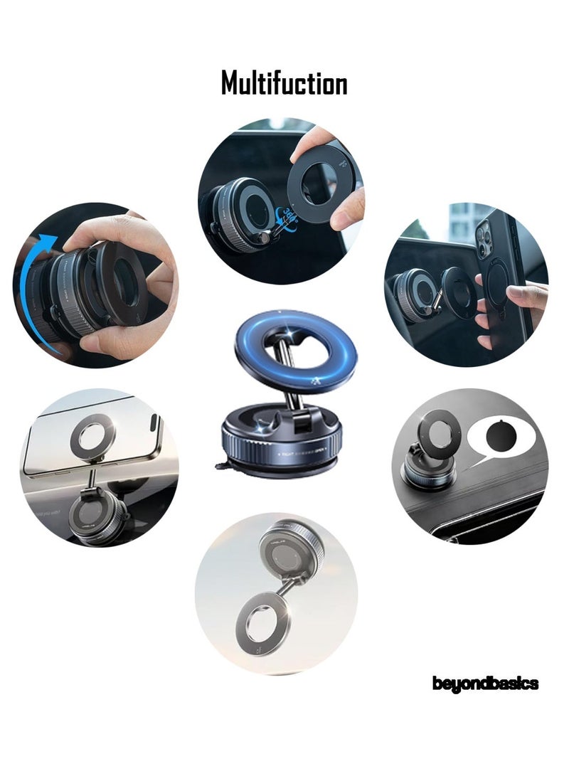 ما وراء الأساسيات حامل هاتف مغناطيسي بيوند بيزكس 360 درجة، حامل سيارة قوي الشفط، حامل لوحة القيادة والمكتب متوافق مع ماج سيف لجميع الهواتف الذكية - Image 3