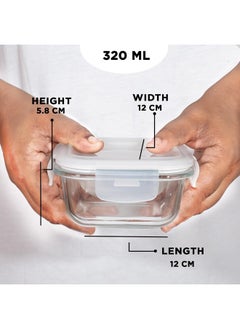 Allo Allo Food Safe Borosilicate Glass Containers With Lids, 450°C Oven Microwave Safe Containers, High Borosilicate Meal Prep Borosilicate Containers Kitchen, 320Ml X 4, Square, White  - Image 4