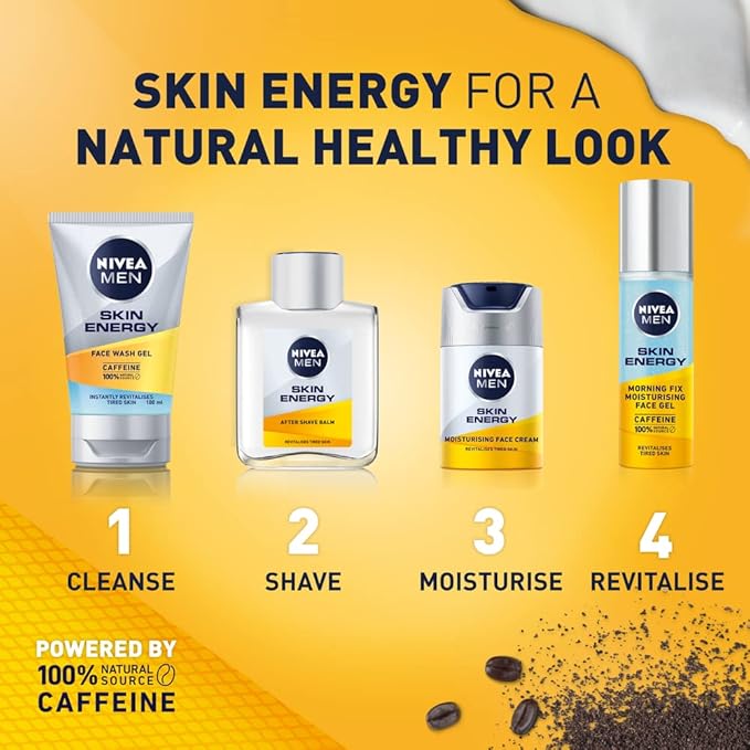 NIVEA MEN Skin Energy Moisturising Creme 50 ml Face Cream for Men Infused with Caffeine Revitalising Face Cream Fights Signs of Tiredness Mens Skin Care Essentials - Image 4