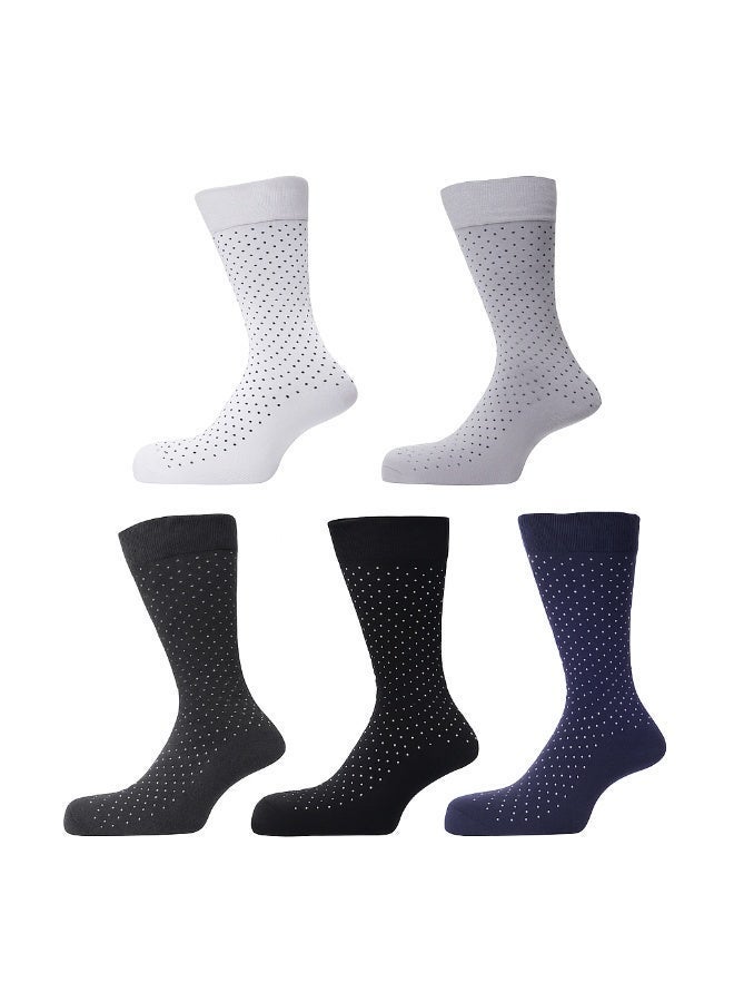 Weave Joy Dotted Crew/Full Length Socks For Men Pack of 5(5 COLOURS) - Image 1