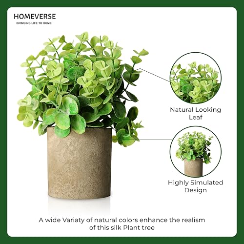 HOMEVERSE Artificial Eucalyptus Plant with Vase Included | Small Faux Plant for Home Decor | Indoor Outdoor Use for Bathroom, Kitchen, Office, Farmhouse | No Maintenance Needed (Light Green) - Image 3