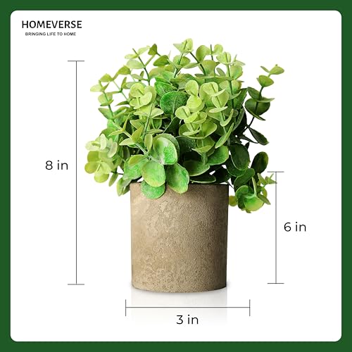 HOMEVERSE Artificial Eucalyptus Plant with Vase Included | Small Faux Plant for Home Decor | Indoor Outdoor Use for Bathroom, Kitchen, Office, Farmhouse | No Maintenance Needed (Light Green) - Image 5