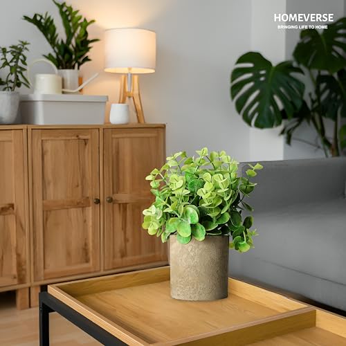 HOMEVERSE Artificial Eucalyptus Plant with Vase Included | Small Faux Plant for Home Decor | Indoor Outdoor Use for Bathroom, Kitchen, Office, Farmhouse | No Maintenance Needed (Light Green) - Image 2