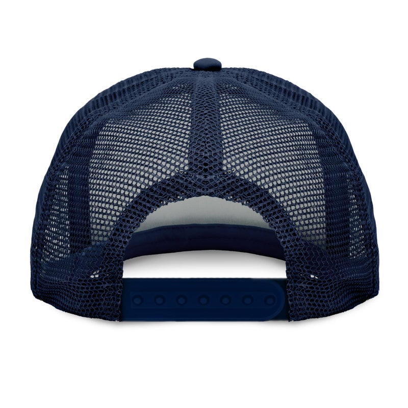 DALIX Flat Billed Trucker Cap with Mesh Back in Navy-White - Image 2