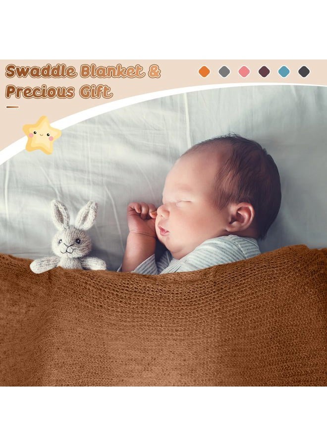 Tudomro 6 Pcs 15.8 x 59'' Newborn Baby Stretch Wraps Set 6 Colors Baby Photography Props Unisex Newborn Long Ripple Wrap Photo Blanket for Girl Boy Christmas DIY Photography(Fresh Color) - Image 5