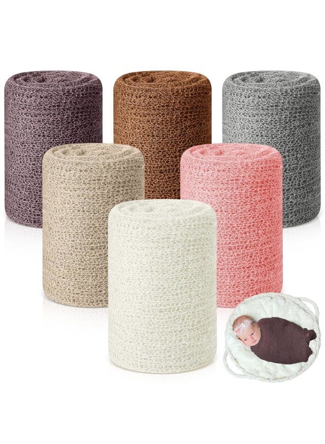 Tudomro 6 Pcs 15.8 x 59'' Newborn Baby Stretch Wraps Set 6 Colors Baby Photography Props Unisex Newborn Long Ripple Wrap Photo Blanket for Girl Boy Christmas DIY Photography(Fresh Color) - Image 1