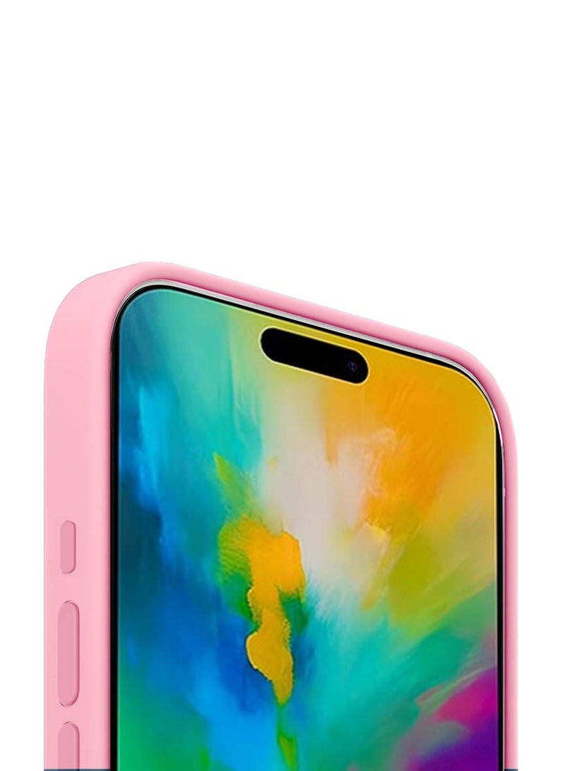 دبليو تيك غطاء حماية من السيليكون السائل الناعم الفاخر لهاتف أبل آيفون 15 برو ماكس 2023، وردي فاقع - Image 2