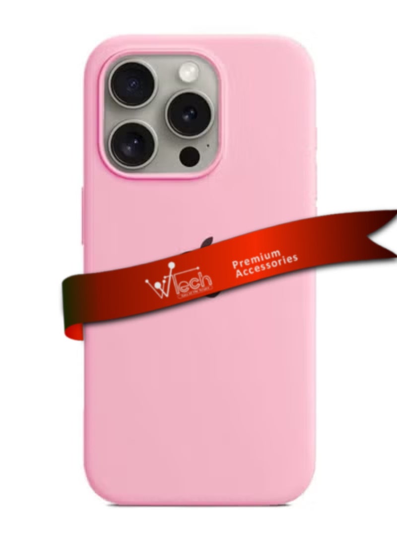 Wtech Apple iPhone 15 Pro Max 2023 Premium Soft Liquid Silicone Case Cover - Hot Pink - Image 2