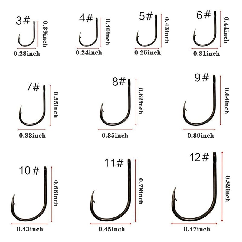 Electomania 500Pcs Fishing Hooks 3#-12# Carp Single Fish Hook Set Fly Fishing Accessories Jig Sea Hooks - Image 5