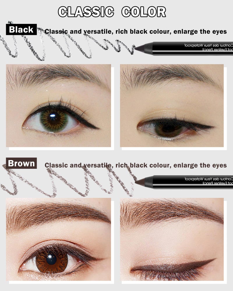 LYSdefeu Gel Eyeliner Pencil-3Pcs Black Brown Longlasting Waterproof Smudgeproof Matte Gel Water Line Pencil,Eye Liner Waterline Pencil Smooth for Older Women Girl Cat/Smoky, Christmas Makeup Gift - Image 2