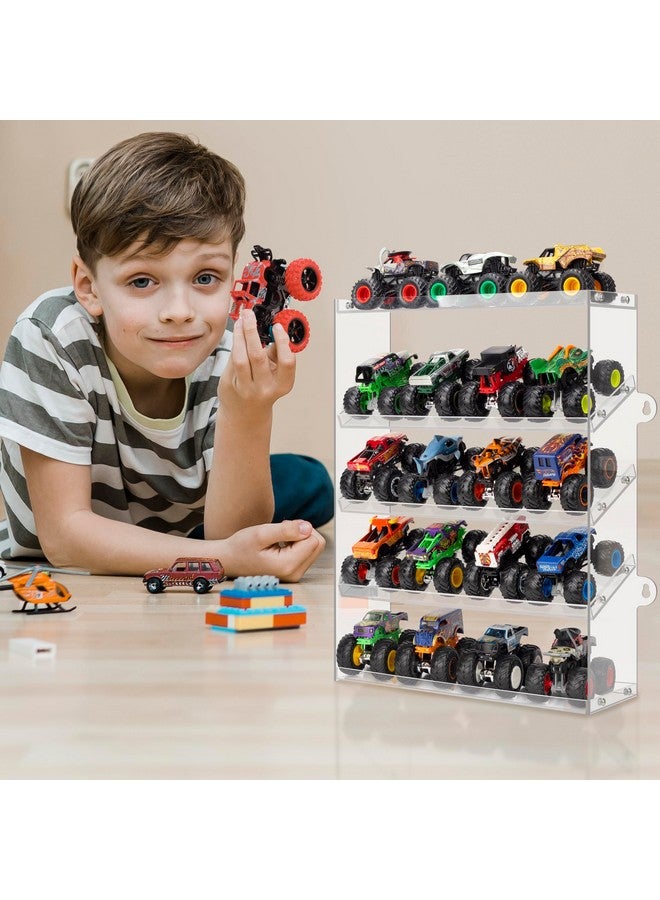 KISLANE Assembly Monster Trucks Display Case Holding for 20 Monster Trucks Acrylic Storage Case 5 Tiers Monster Trucks Organizer with Tilted Design, Display Case for Toy Trucks (Transparent) - Image 5