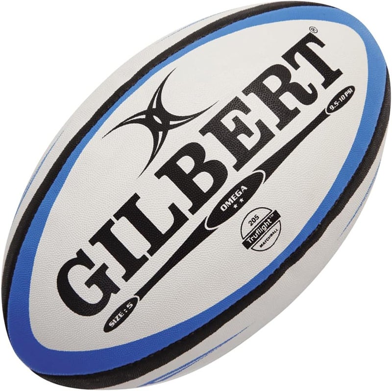 Gilbert Men's Omega Match Rugby Ball - Size 5, Blue/Black - Image 1