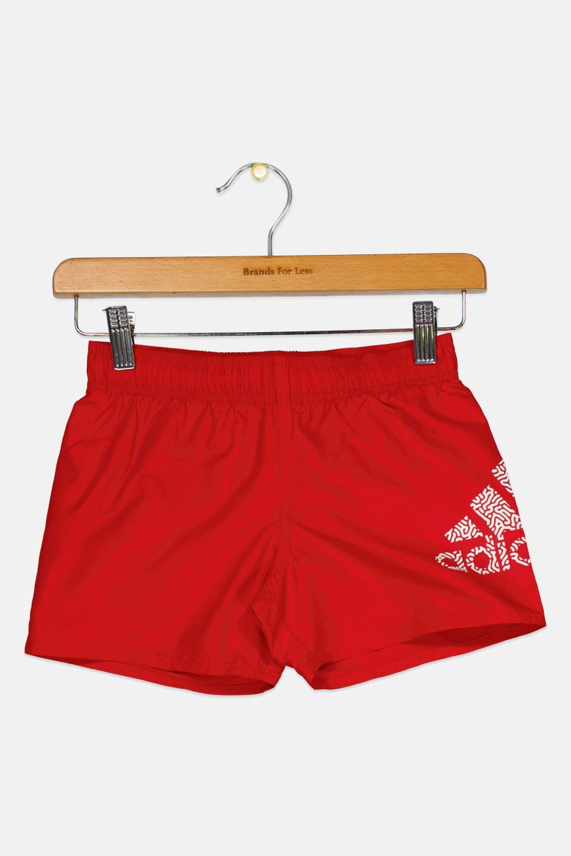 Adidas شورت سباحة للأطفال الأولاد بشعار العلامة التجارية، أحمر - Image 1