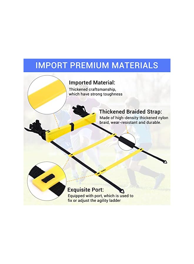 PROMASS سلم الرشاقة، سلالم تدريب السرعة لكرة القدم والملاكمة، تدريب السرعة والرشاقة مع حقيبة حمل، 20 قدم 12 درجة، أصفر 12 درجة - Image 3