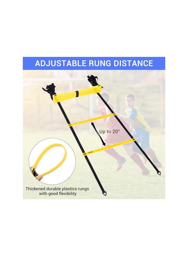 PROMASS سلم الرشاقة، سلالم تدريب السرعة لكرة القدم والملاكمة، تدريب السرعة والرشاقة مع حقيبة حمل، 20 قدم 12 درجة، أصفر 12 درجة - Image 5