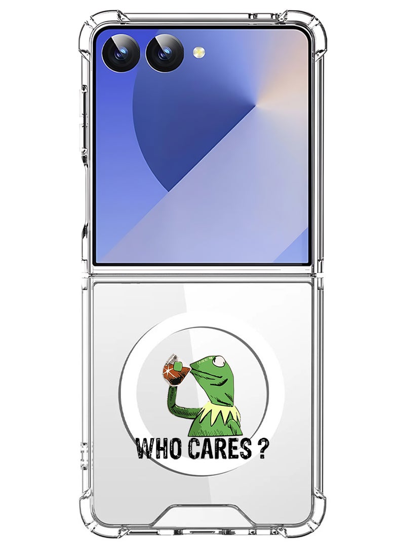 Theodor Magnetic Case for Samsung Galaxy Z Flip 7 Compatible with MagSafe Wireless Charging, Shockproof Phone Bumper Cover Who cares black - Image 1