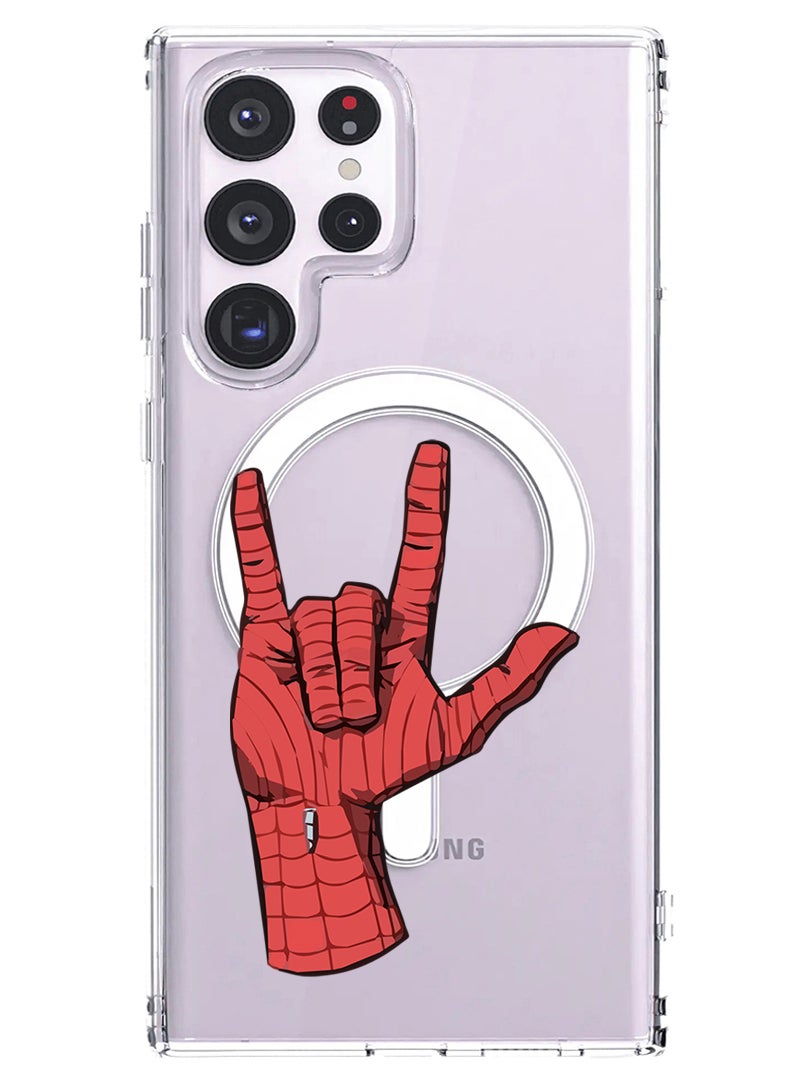 Theodor Magnetic Case for Samsung Galaxy S23 Ultra 6.8-inch Compatible with MagSafe Wireless Charging, Shockproof Phone Bumper Cover Spiderman Hand-01 - Image 1